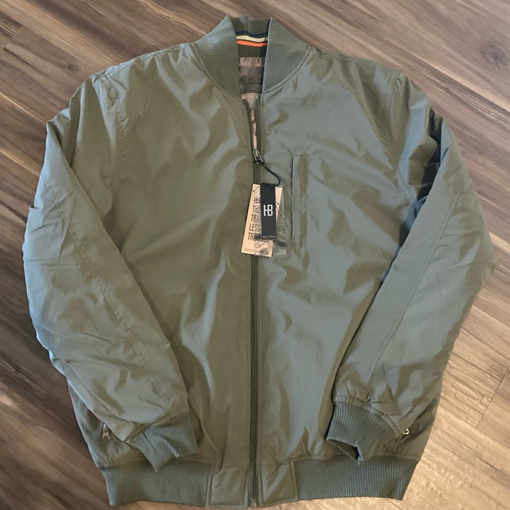 Hudson & Barrow Olive Green Bomber Jacket